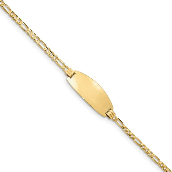 14K Yellow Gold bracelet ID Figaro 7 in 11 mm 3 Oval