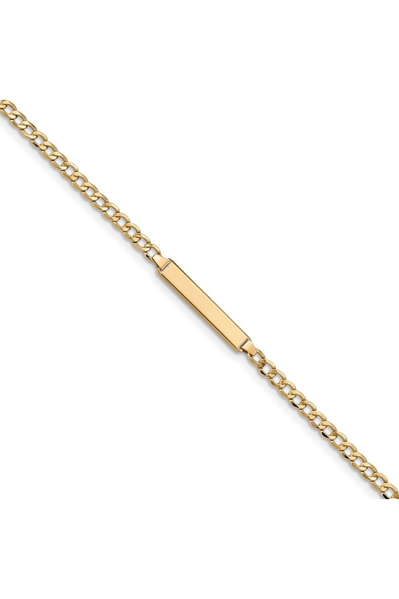 14K Yellow Gold bracelet ID Link, 6 in 4.5 mm 3.5 Semi-solid Cuban Link