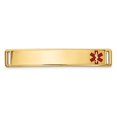 thumbnail image 1 of 14K Yellow Gold bracelet Medical Alert Red 6.5 mm Epoxy Enameled ID Off Ctr Plate # 817, 1 of 3