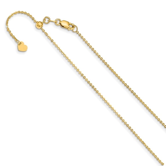 14K Yellow Gold chain Cable 22 in 1 mm Flat Adjustable