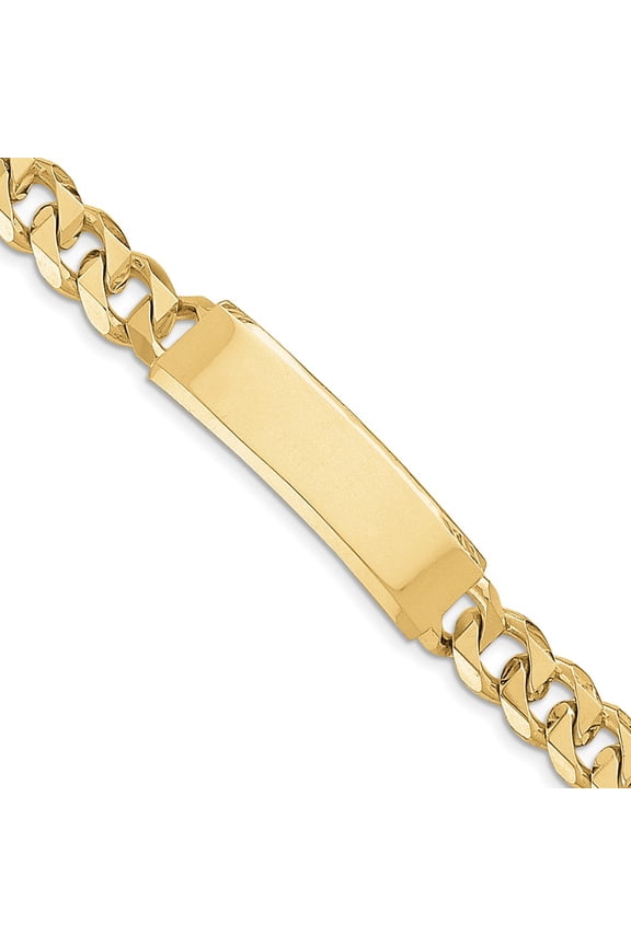 14K Yellow Gold chain ID bracelet Link, 8 in 12 mm