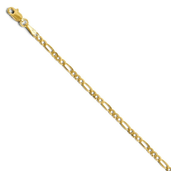 14K Yellow Gold chain style Figaro 10 in 2.75 mm 2.75mm Flat Anklet