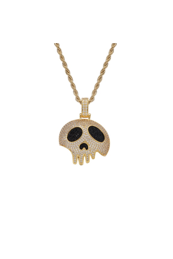 14K Yellow Gold in the shape of a skull Pendant Necklace Iced Out Cubic Zirco Halloween gimmick Necklaces Men Women Hip Hop Jewelry