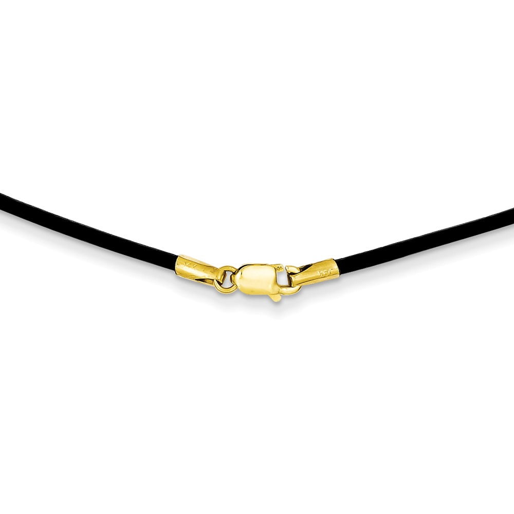 14K Yellow Gold necklace Cord & Leather 16 in 1.6 mm
