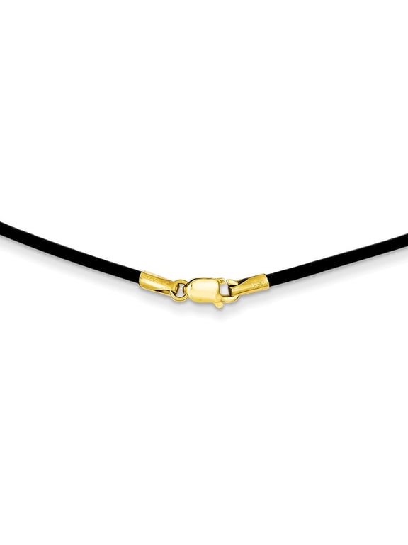 14K Yellow Gold necklace Cord & Leather 16 in 1.6 mm