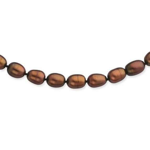 14K Yellow Gold necklace Pearl Freshwater Brown 24 in