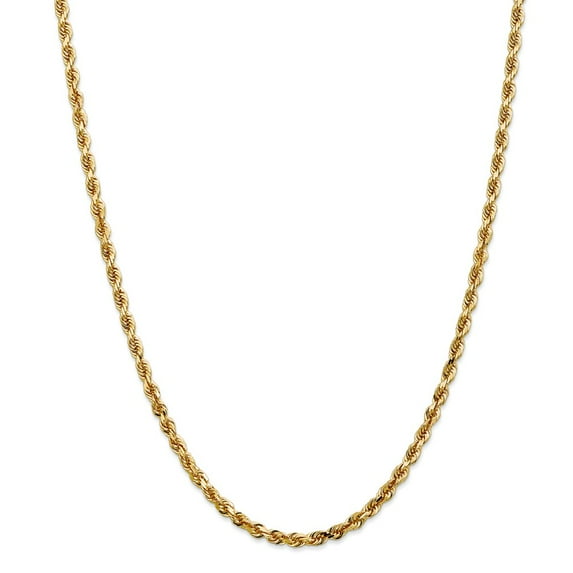 14K Yellow Gold necklace Rope chain Diamond-cut 20 in 4 mm