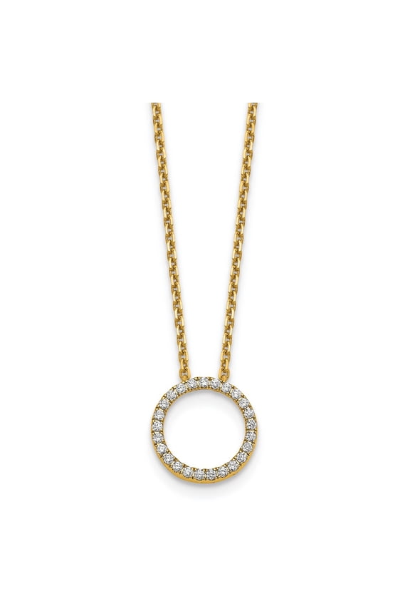 14K Yellow Gold necklace True Origin Lab Grown Diamond VS SI, D E F, Circle Pendant with Chain