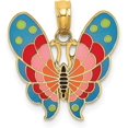 thumbnail image 1 of 14K Yellow Gold w/Multi-Color Enamel Butterfly Charm - 20.7mm, 1 of 6