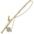 thumbnail image 1 of 14K Yellow Gold w/Rhodium 3-D Fly Rod Fishing Pole Charm - 18.3mm, 1 of 6