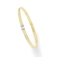 thumbnail image 1 of 14K Yellow Gold with Rhodium Finish 3mm Textured Flat Cuff Bangle and 0.04ct White Diamonds by IcedTime, 1 of 1