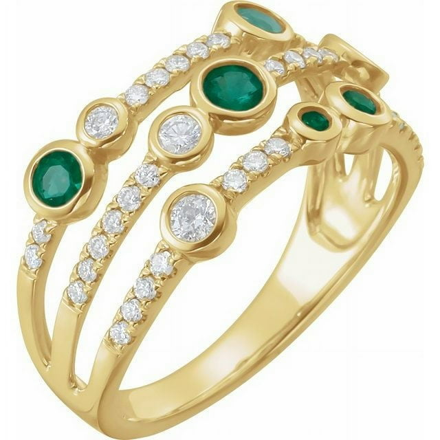 14K Yellow Natural Emerald & 3/8 CTW Natural Diamond Ring 653533:601:P ...