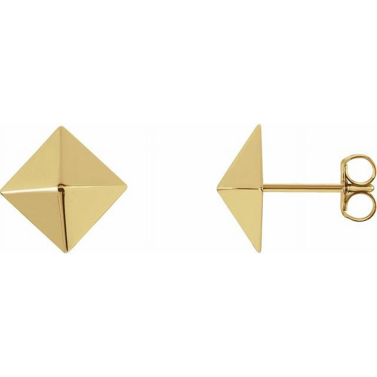 Elegant 14K Yellow Gold Pyramid Stud Earrings