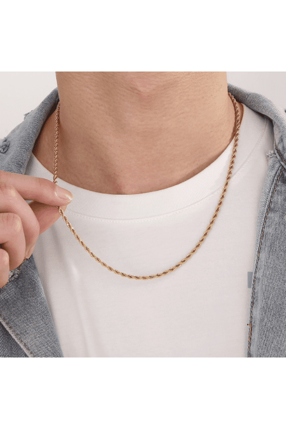 14K Yellow Real Gold |3.5mm | 24 Inches | Solid Rope Chain