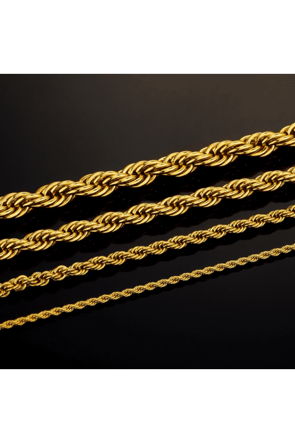 14K Yellow Real Gold Real Solid Rope Chain | 2.5mm | 16 Inches |