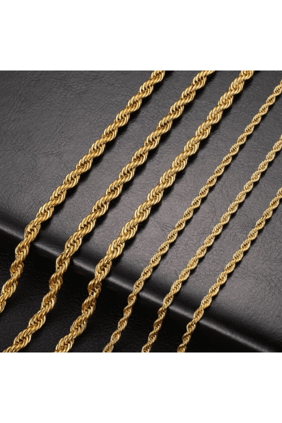 14K Yellow Real Gold Solid Rope Chain |3 mm | 30 Inches | MADE IN ITALY