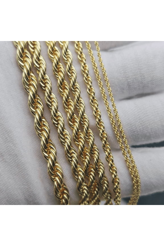 14K Yellow Real Gold Solid Rope Chain | MADE IN ITALY | 2.5 mm | 26 Inches |