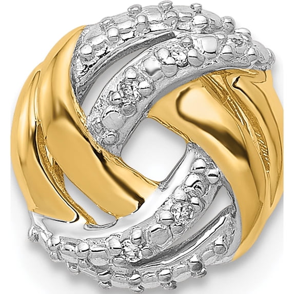 14K Yellow & Rhodium .02Ct. Diamond With Accents Round Chain Slide Made In India pm4801-002-ywa