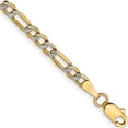 thumbnail image 1 of 14K Yellow & Rhodium 3.2mm Semi-Solid With Pave Figaro Chain (7 X 3.2) Made In South Africa pwc080-7, 1 of 4