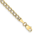 thumbnail image 1 of 14K Yellow & Rhodium 3.4 mm Semi-Solid with Pav Curb 7 in. Chain Bracelet, 1 of 1
