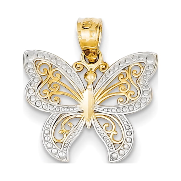 Jewelry by Sweet Pea 14K and White Rhodium Butterfly Charm