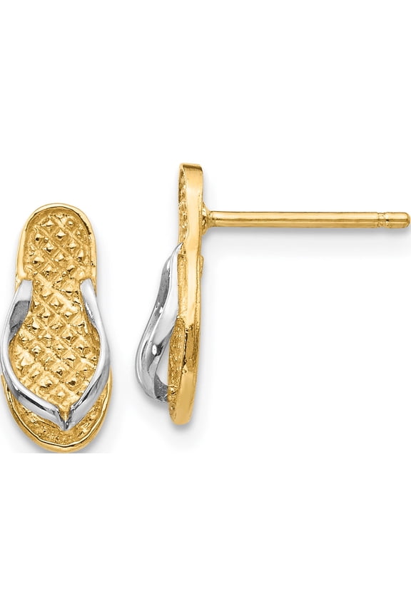 14K and White Rhodium Flip-Flop Post Earrings