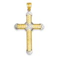 thumbnail image 1 of 14K Yellow & Rhodium And Greek Key Cross Pendant (53 X 30) Made In United States d3564, 1 of 3