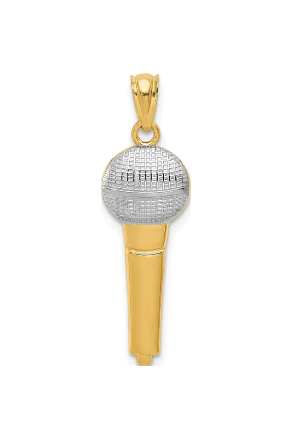14K and White Rhodium Microphone Pendant