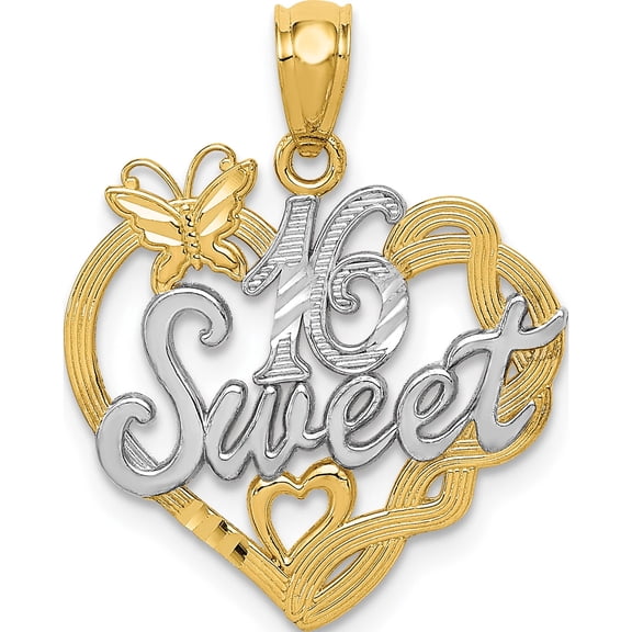 Jewelry by Sweet Pea 14K and White Rhodium Sweet 16 Pendant