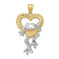 thumbnail image 1 of 14K Yellow & Rhodium Diamond-Cut Frog in Heart Pendant, 1 of 1