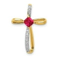 thumbnail image 1 of 14K Yellow & Rhodium Lab Created Ruby & Diamond Cross Slide, 1 of 1