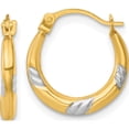 thumbnail image 1 of 14K Yellow & Rhodium Luxury, Sculptural 14 Mm With White Polished 2Mm Hollow Hoop Earrings, 1 of 3