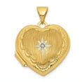 thumbnail image 1 of 14K Yellow & Rhodium Polished & Satin White Diamond Heart Locket, 1 of 1