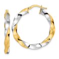 thumbnail image 1 of 14K Yellow & Rhodium Polished Twisted Hoop Earrings, 1 of 1