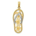 thumbnail image 1 of 14K Yellow & Rhodium Two-Tone Triple Sea Turtle Flip-Flop Pendant, 1 of 1