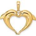 thumbnail image 1 of 14K Yellow & Rhodium W/Rhodium Double Dolphin Heart Pendant (Width 25.24) (Length 23.4) - Jbsp, 1 of 5