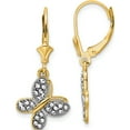 thumbnail image 1 of 14K Yellow & Rhodium White D/C Fancy Butterfly Earrings Made In Peru tm803, 1 of 5