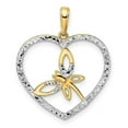 thumbnail image 1 of 14K Yellow & Rhodium White Diamond-Cut Dragonfly in Heart Pendant, 1 of 1