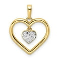 thumbnail image 1 of 14K Yellow & Rhodium White Diamond-Cut Heart with Dangle Heart Pendant, 1 of 1