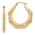 thumbnail image 1 of 14K Yellow & Rhodium White & Rose Rhodium Hollow Hoop Earrings, 1 of 1