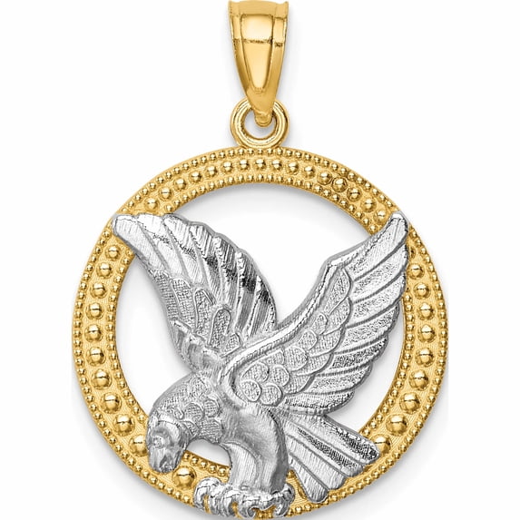 14K Yellow & Rhodium With Eagle Pendant Made In United States -Jewelry By Sweet Pea