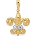 thumbnail image 1 of 14K Yellow & Rhodium With Polished Diamond Fleur De Lis Pendant Made In India pm5155-003-ya, 1 of 5