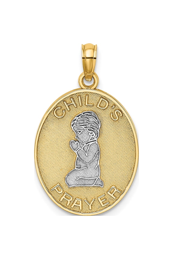 14K and White Rhodium Reversible PRAYER Boy/NOW I LAY ME DOWN TO SLEEP Charm