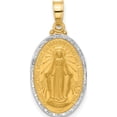 thumbnail image 1 of 14K Yellow & Rhodium With Satin And Polished Miraculous Medal Solid Oval Pendant (Width 12.8) (Length 24.9) - Jbsp, 1 of 5