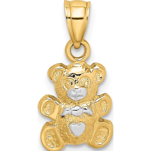 14K Yellow & Rhodium With Teddy Bear Charm (14.4 X 8.9) Made In United States k9004