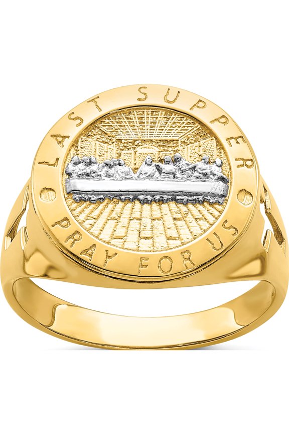 14K Yellow & Rhodium With The Last Super Men's Ring (Size 10) Made In United States r668