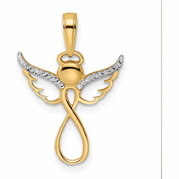 Jewelry by Sweet Pea 14K and White Rhodium Diamond-cut Infinity Angel Pendant