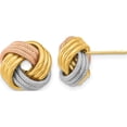 thumbnail image 1 of 14K Yellow & Rhodium With White Rose Rhod Pol Textured Triple Love Knot Post Earrings (12.5 X 12.5) Made In Italy tl1063, 1 of 4