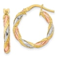 thumbnail image 1 of 14K Yellow & Rhodium with Rose & White Rhodium Textured Twisted Hoop Earrings, 1 of 1