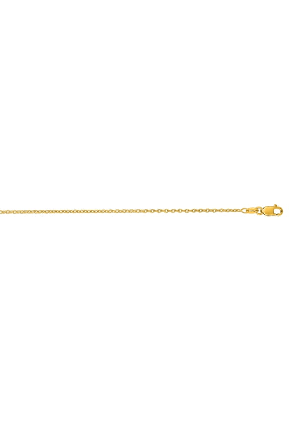 14K Yellow Solid Gold 1.5mm wide Diamond Cut Round Cable Link Chain 16 Necklace Lobster Clasp